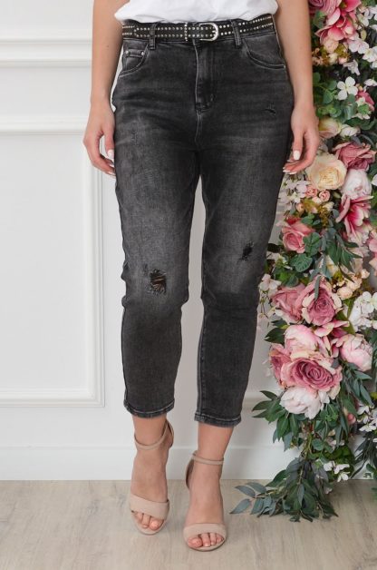Spodnie jeansowe MOM FIT z dziurami grafit Zume Rozmiar: XS 1